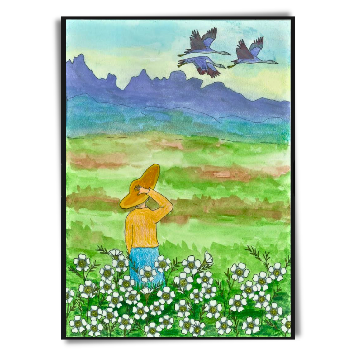 The Sight of Blue Cranes Print