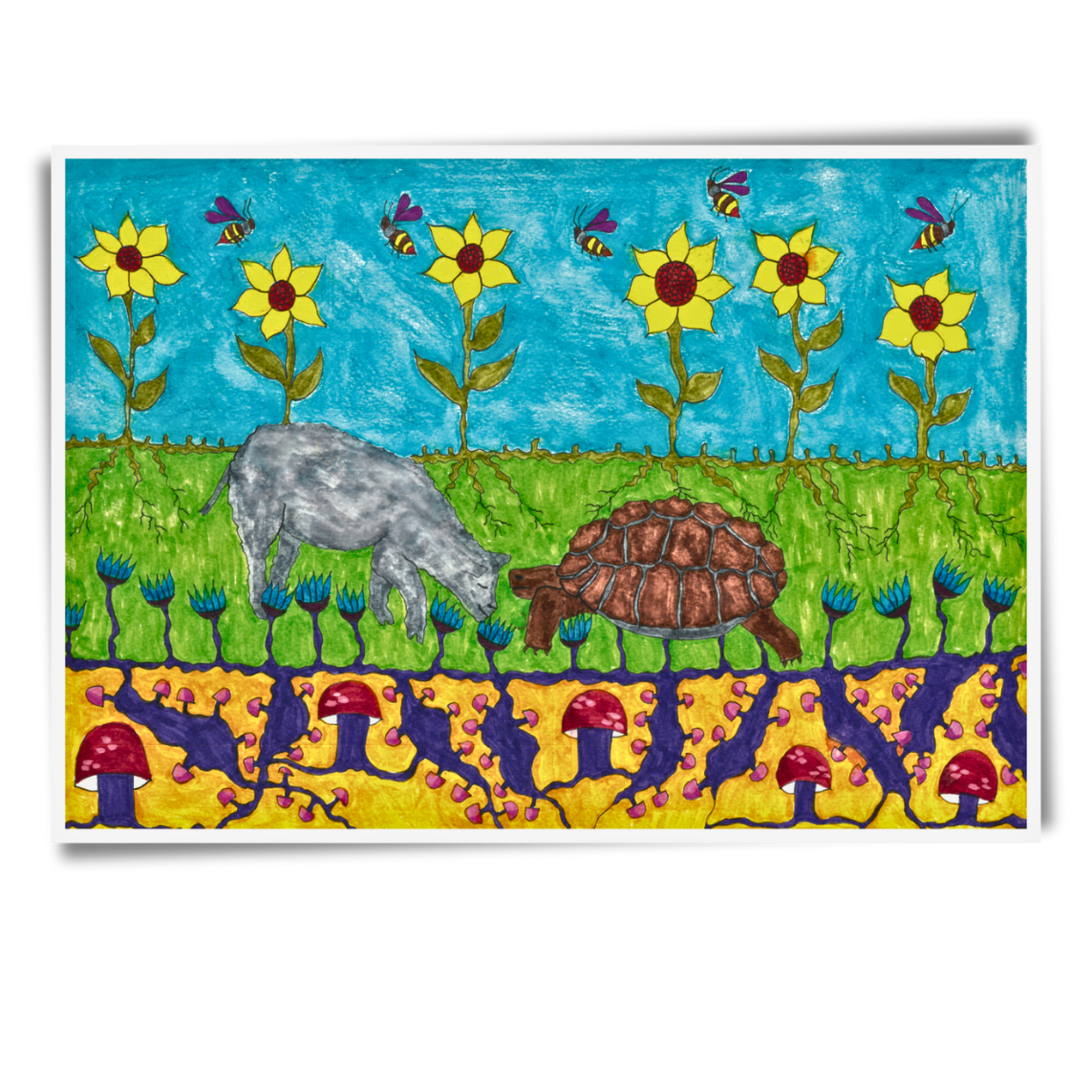 Tortoise and Sheep Postcard