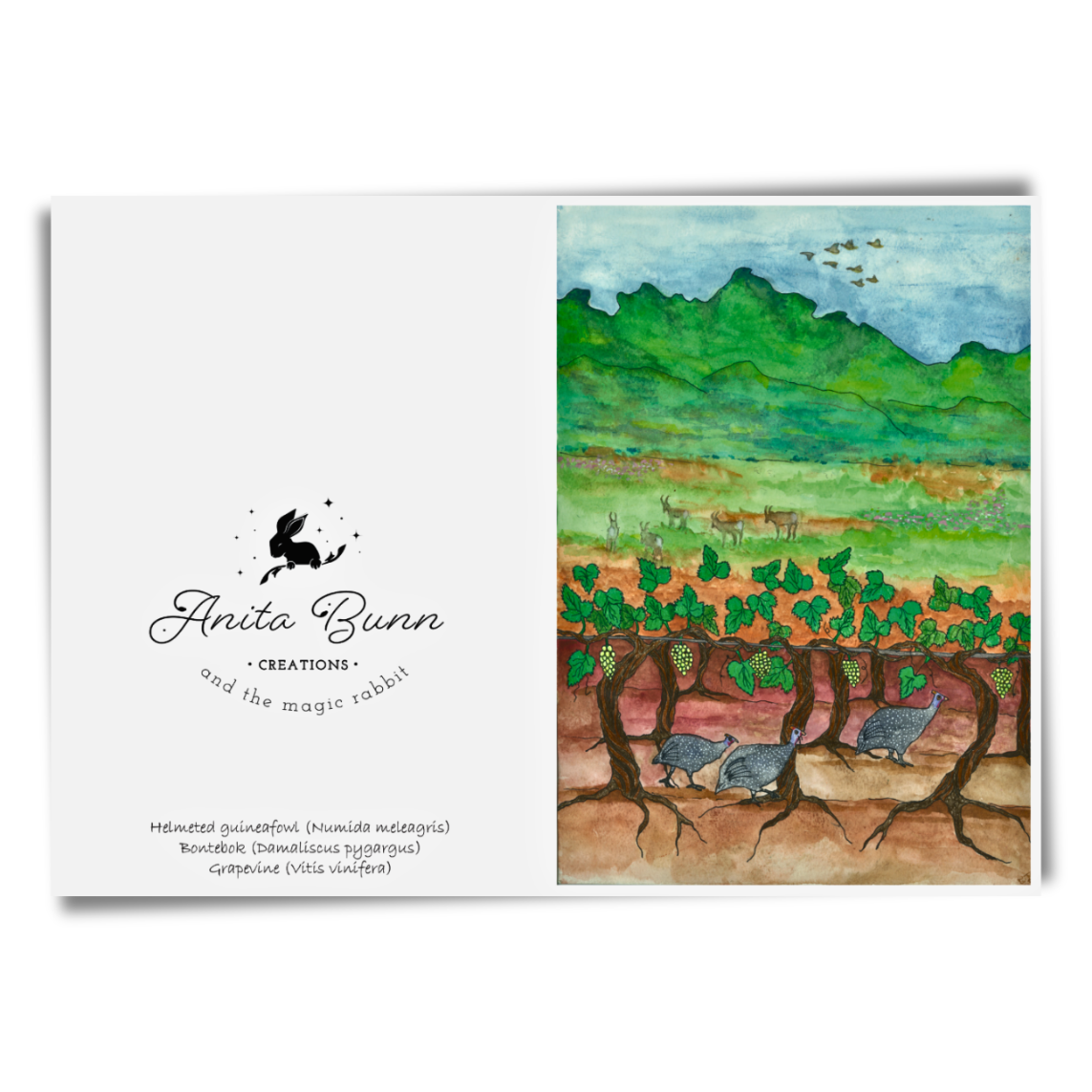 Guineafowl and Vines Card
