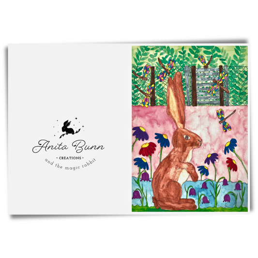 Brown Rabbit in Daisies Card